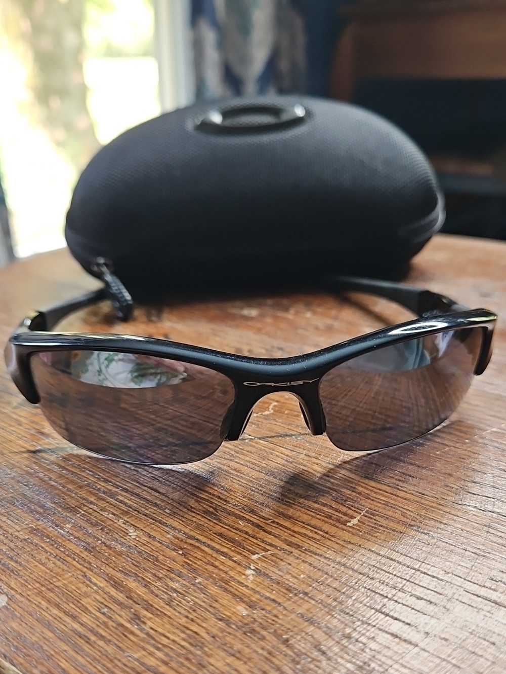 Oakley Flax Men’s Sport Sunglasses in Black with Smoke Lenses